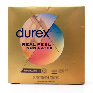 Durex Real Feel Non-Latex Regular Fit Polyisoprene Condoms 24 Count