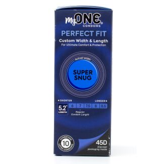 MyONE Perfect Fit Custom Width & Length Latex Condoms Super Snug 45D 5.2 inch Length 10 Count