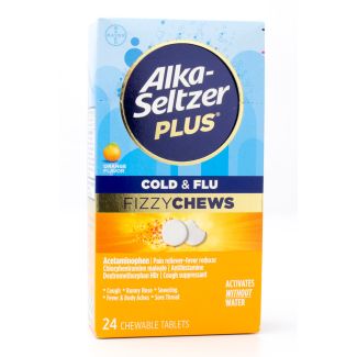 Alka-Seltzer Plus Cold & Flu Fizzy Chews Orange Flavor 20 Chewable Tablets