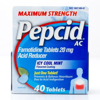 Pepcid AC Maximum Strength Acid Reducer Icy Cool Mint 40 Tablets