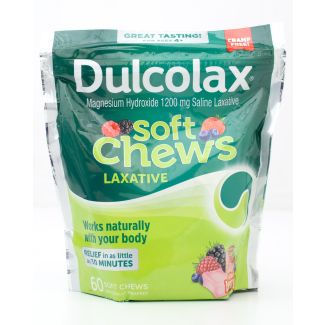 Dulcolax Magnesium Hydroxide 1200mg Saline Laxative Soft Chews Mixed Berry 60 Soft Chews