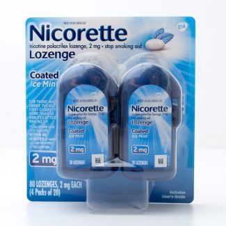 Nicorette Nicotine 2mg Stop Smoking Aid Lozenge Coated Ice Mint 80 Lozenges (4 Packages of 20)