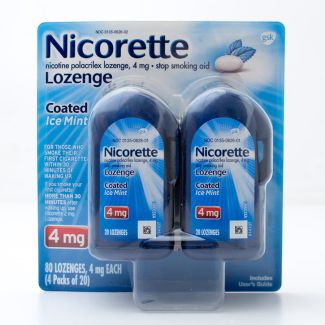 Nicorette Nicotine 4mg Stop Smoking Aid Lozenge Coated Ice Mint 80 Lozenges (4 Packages of 20)