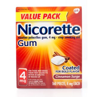 Nicorette Nicotine 4mg Stop Smoking Aid Gum Coated Cinnamon Surge Value Pack 160 Pieces