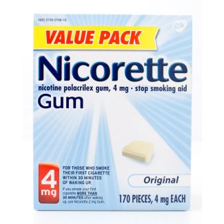 Nicorette Nicotine 4mg Stop Smoking Aid Gum Original Value Pack 170 Pieces