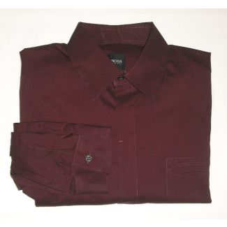 Boss by Hugo Boss Solid Maroon Shirt - Large